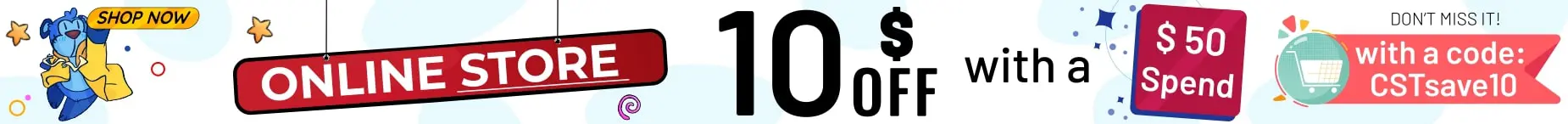 Online store $10 off discount offer.