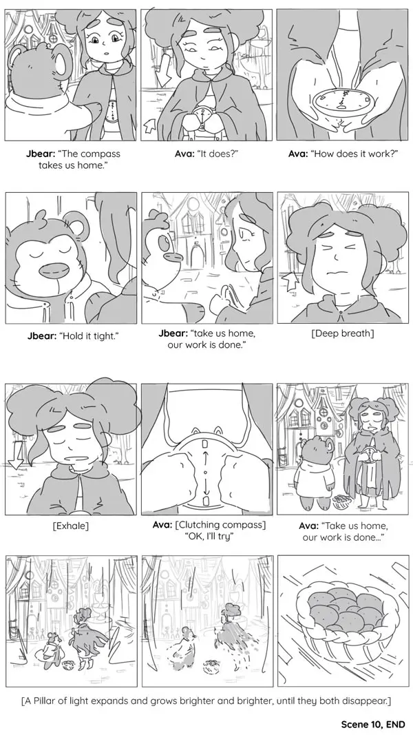 ArtImg3 Comic characters using a magical compass.