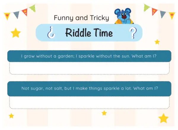 A riddle time game with a blue mouse on it.