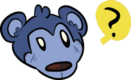 A cartoon of a monkey with a yellow face.