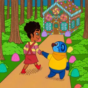 A boy and girl are walking down the road