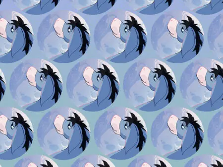 A pattern of eeyore with a hat on.