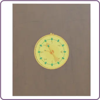 Compass illustration on a gray background.