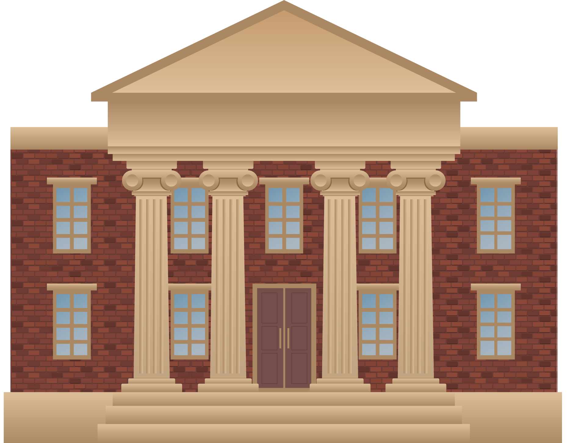 UnivImg Illustration of a classical brick building facade.