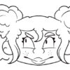 Confused cartoon character with puffy hair.