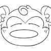 Cute cartoon monkey face with hearts.
