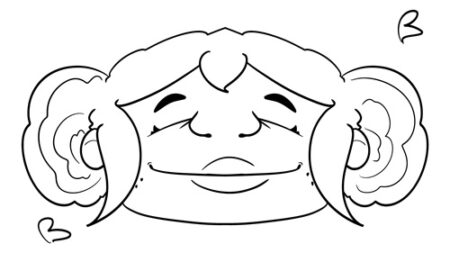 Happy, simple-faced character with curls.