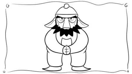 Cartoon character with a bushy beard.