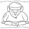 Cartoon goblin with a mischievous expression.