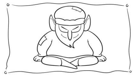 Cartoon goblin with a mischievous expression.