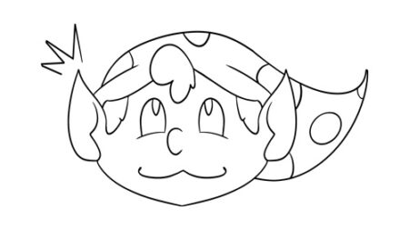 Cartoonish character with pointed ears and hat.