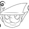 Cartoonish character with pointy ears and hat.