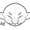 Cartoonish creature with large ears and fangs.
