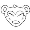 Cartoon bear face with smiling expression.