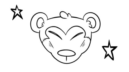 Cartoon bear face with smiling expression.