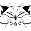 Cartoon cat face with playful expression.