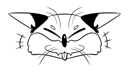 Cartoon cat face with playful expression.