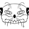 Cartoonish animal face with tears and drool.