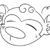 Cartoon monkey face with curly ears.