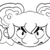 Angry cartoon character with curly hair.