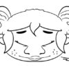 Line drawing of a smiling girl.