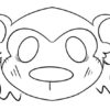 Cartoon monkey face with surprised expressions.