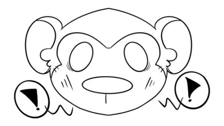 Cartoon monkey face with surprised expressions.