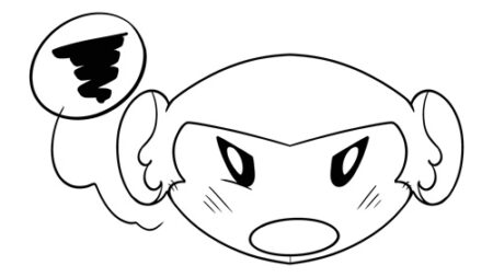 Angry cartoon monkey with a speech bubble.