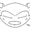 Cartoon monkey face with closed eyes.