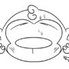 Cartoon monkey face with a relaxed expression.