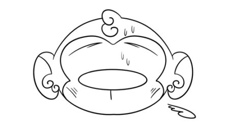 Cartoon monkey face with a relaxed expression.