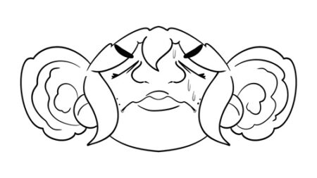 Crying character with large ears and furrowed brow.