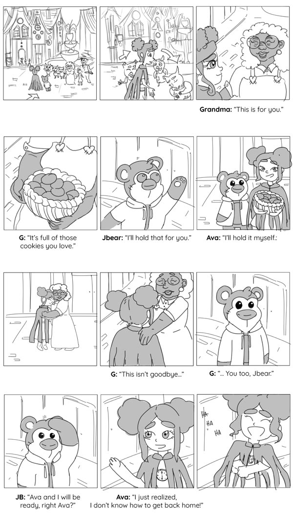 Comic strip with animal and human characters.