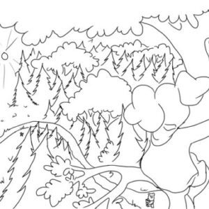 Elephant climbing tree in forest, sunny day.