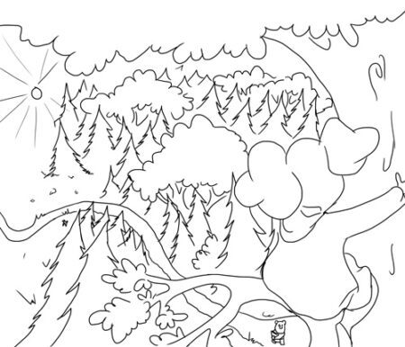 Elephant climbing tree in forest, sunny day.