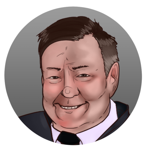 Illustrated portrait of a smiling man.