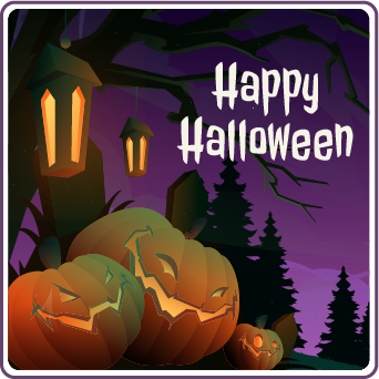 Haunted pumpkins and lantern, 