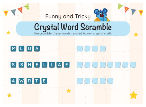 A picture of a crystal word scramble game.