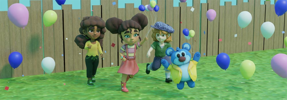 A group of children are playing with balloons.