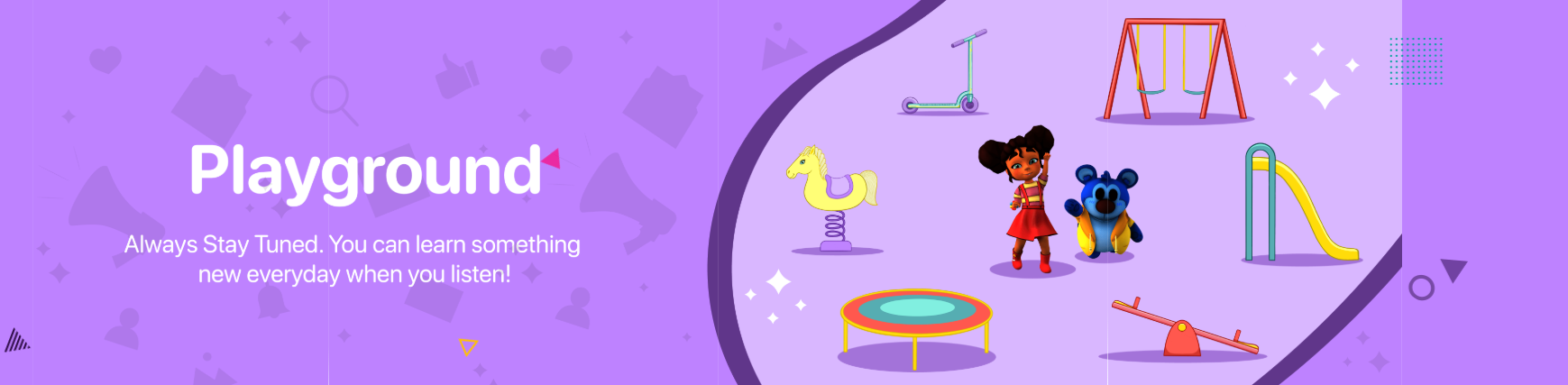 A purple background with a yellow and white bird on it.