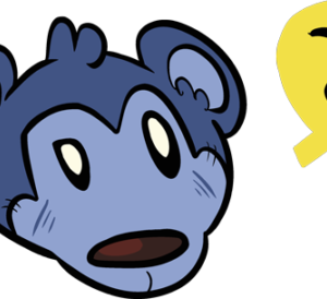 A cartoon of a monkey with a yellow face.