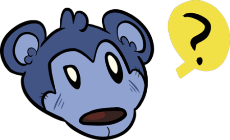 A cartoon of a monkey with a yellow face.