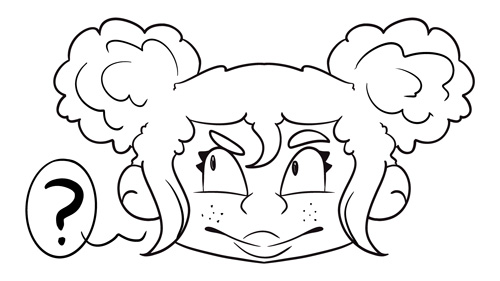 A girl with two buns is looking at the camera.