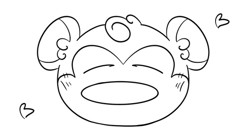 A drawing of an angry face with horns.