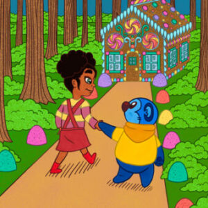 A boy and girl are walking down the road
