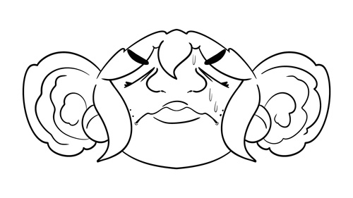 A drawing of an angel with wings on its head.