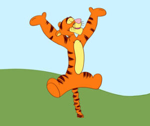 A cartoon of tigger jumping in the air