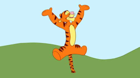 A cartoon of tigger jumping in the air