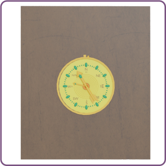 Compass illustration on a gray background.