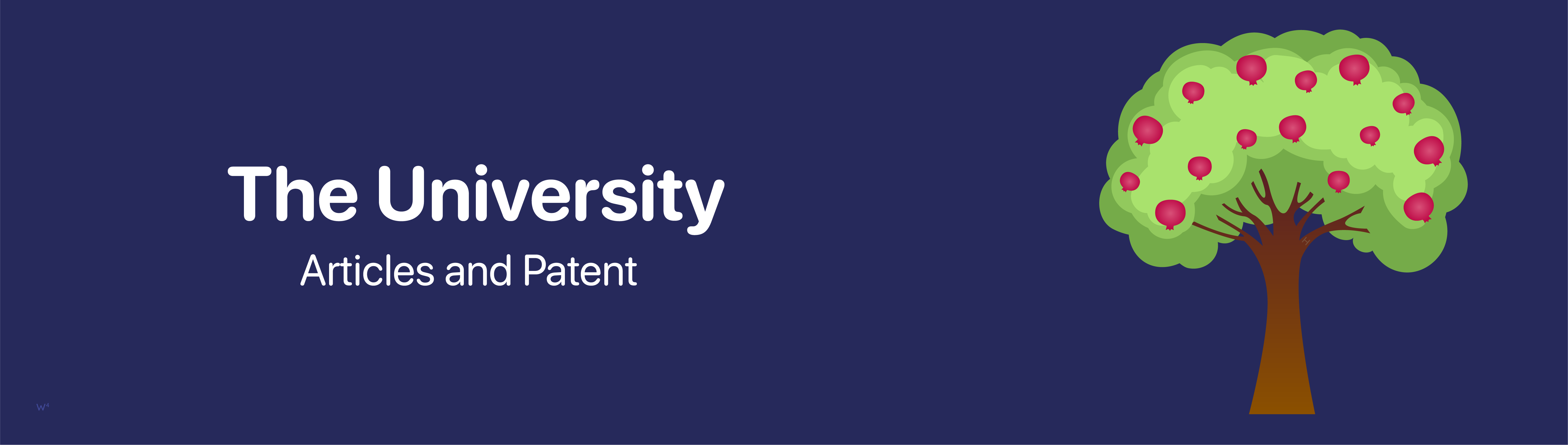 Pomegranate University logo with tree illustration and text.